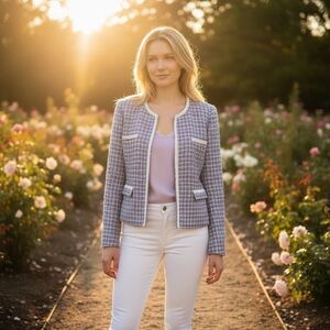 Lilly Pulitzer Lilac Tweed Boucle Open Front Blazer